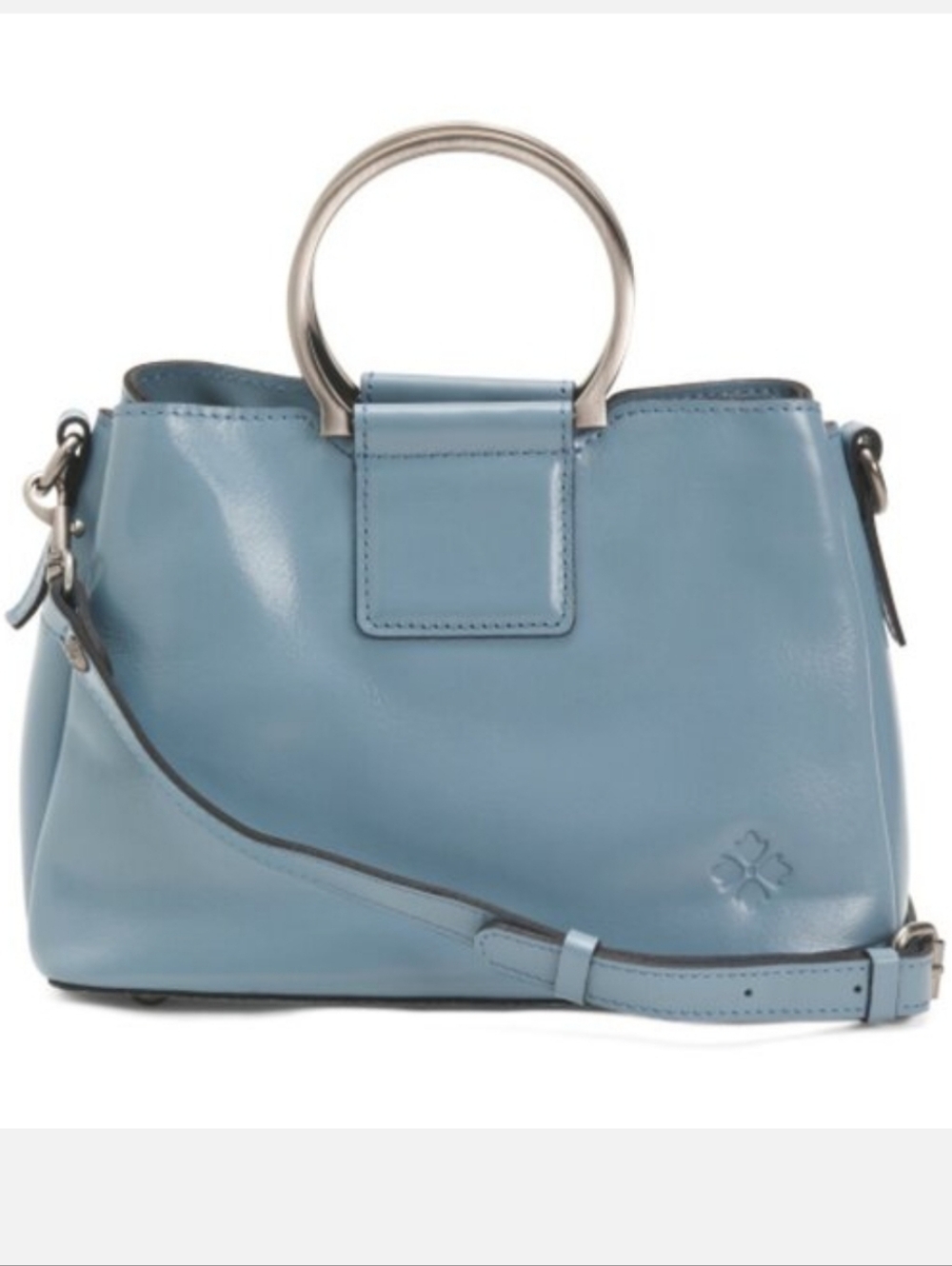 Patricia Nash Empoli Blue Leather Satchel / Crossbody With Metal Handles NWT